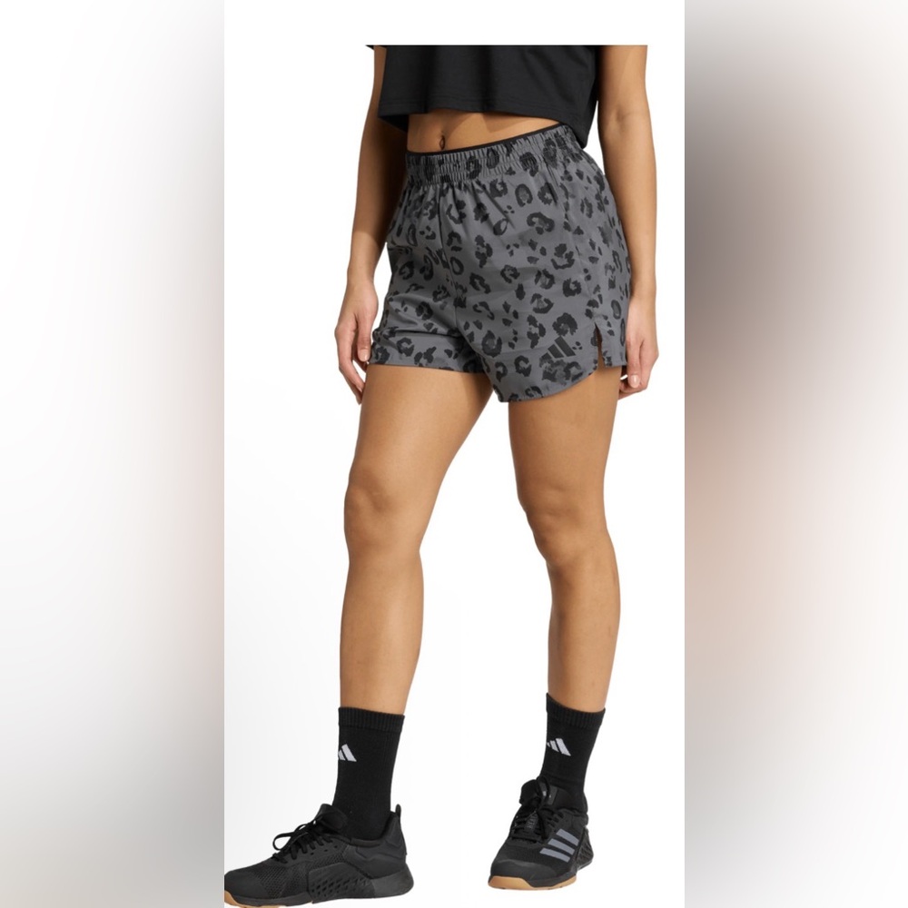 Adidas Women's Athletic Shorts in Dark Gray Leopard